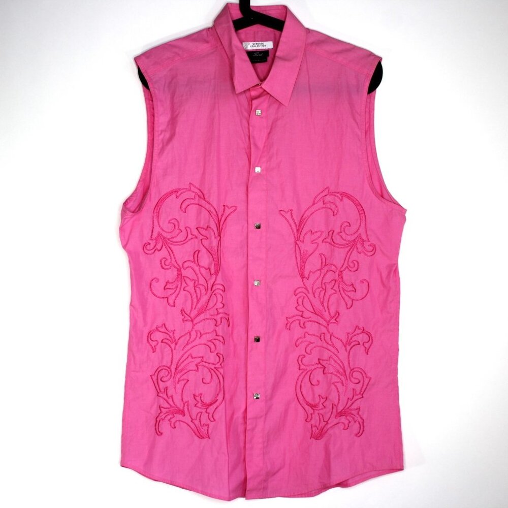 Versace Collection Women 40 Trend Embroidered Snap Button Sleeveless Shirt C1193